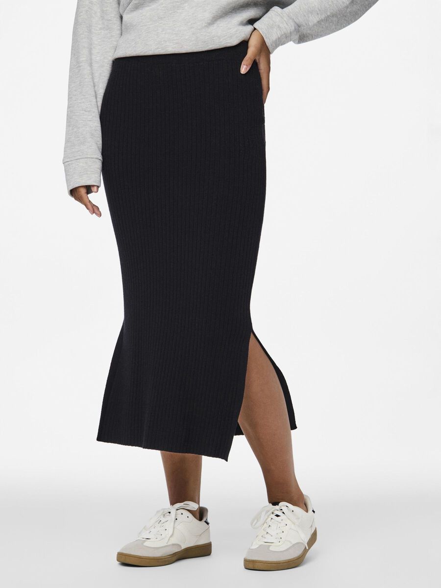Pieces PCCRISTA KNITTED MIDI SKIRT, Black, highres - 17144497_Black_003.jpg