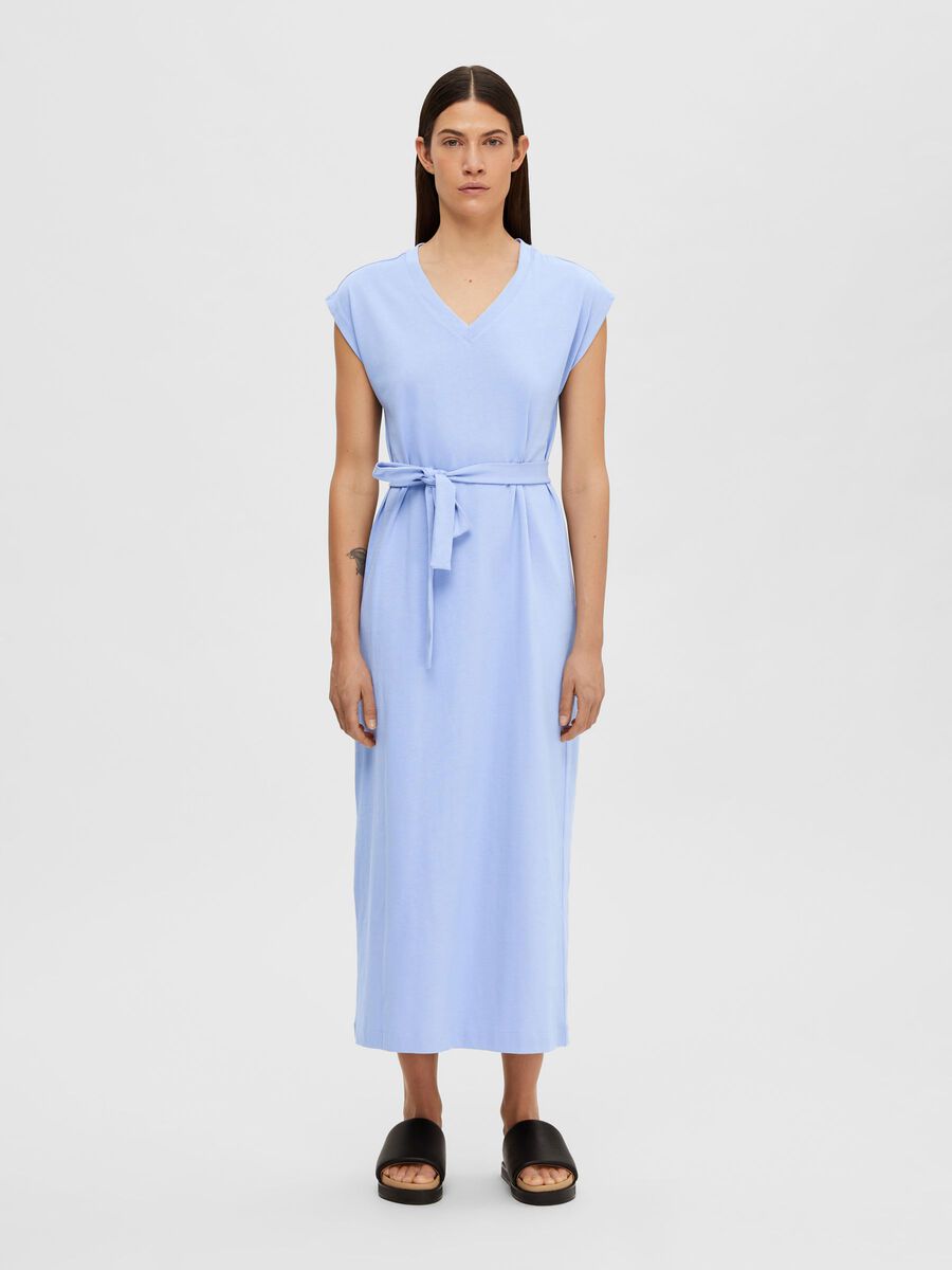 Selected CAP SLEEVE MIDI DRESS, Blue Heron, highres - 16089879_BlueHeron_003.jpg