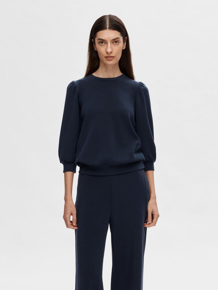 Selected PUFF SLEEVE SWEATSHIRT, Dark Sapphire, highres - 16082379_DarkSapphire_003.jpg