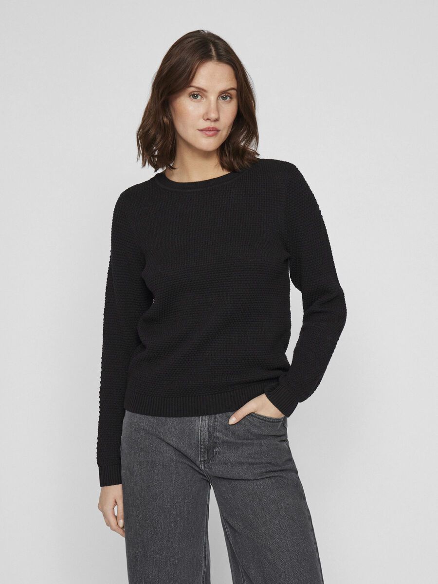 VILA VIDALO BASIC STRICKPULLOVER, Black, highres - 14082767_Black_003.jpg