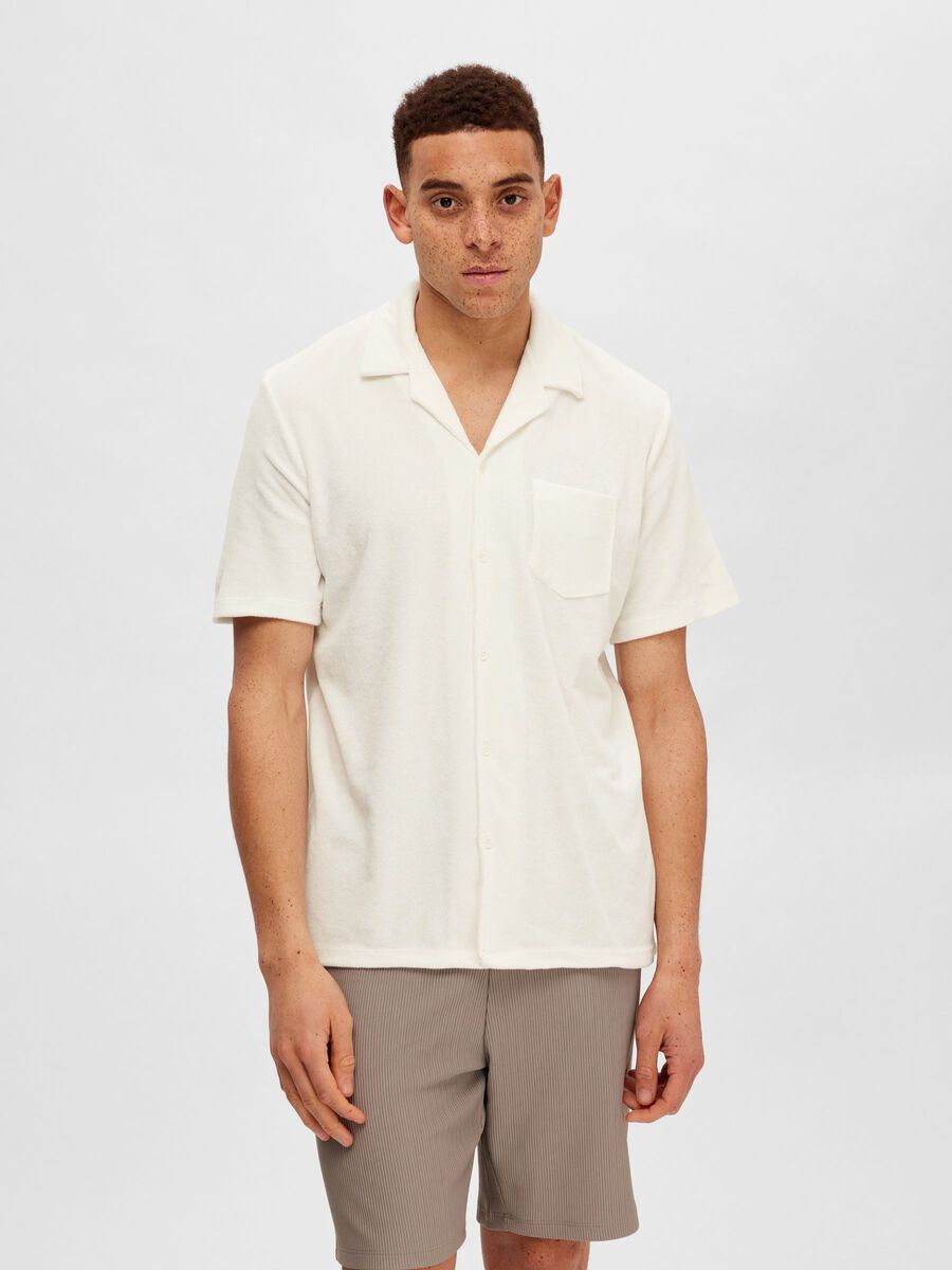Selected TERRY CLOTH SHIRT, Egret, highres - 16090758_Egret_003.jpg