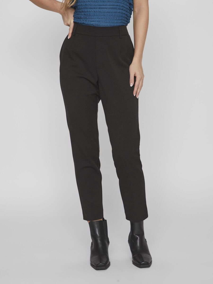 VILA VIVARONE SLIM FIT HIGH WAISTED TROUSERS, Black, highres - 14087406_Black_003.jpg
