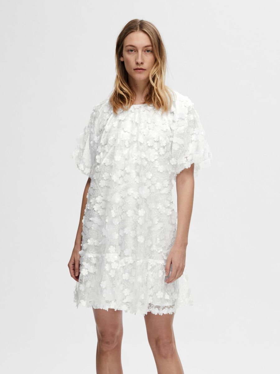 Selected 3D FLORAL TEXTURED MINI DRESS, Snow White, highres - 16078506_SnowWhite_003.jpg