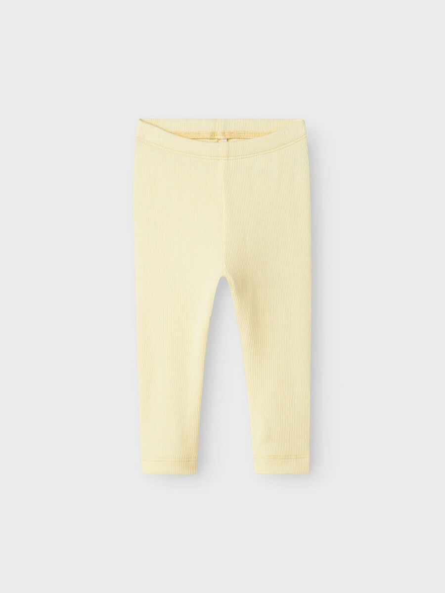 name it BASIS- RIBSTRIKKET LEGGINGS, Pastel Yellow, highres - 13198040_PastelYellow_003.jpg