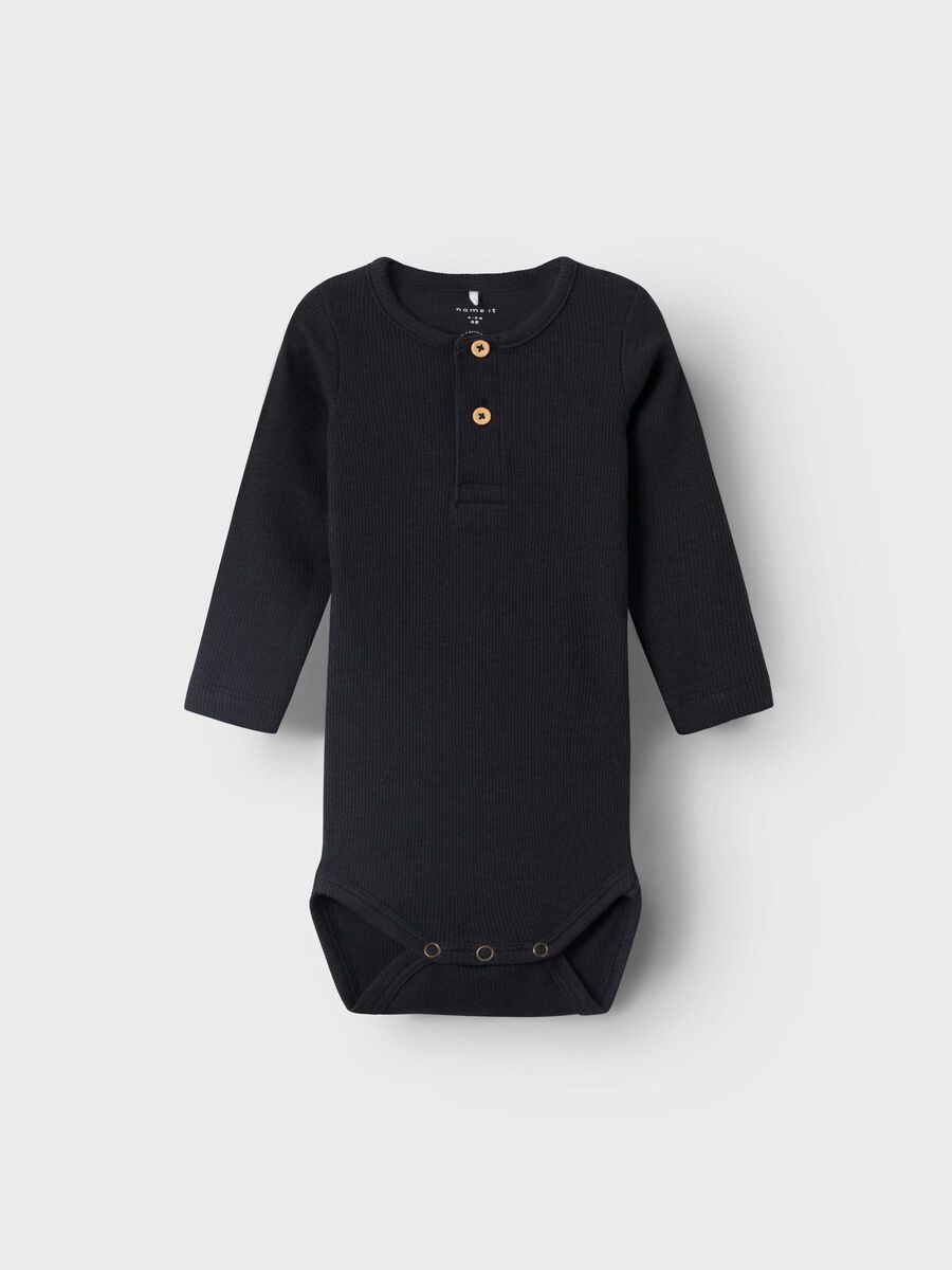 name it LONG SLEEVED RIB ROMPER, Black, highres - 13198041_Black_003.jpg