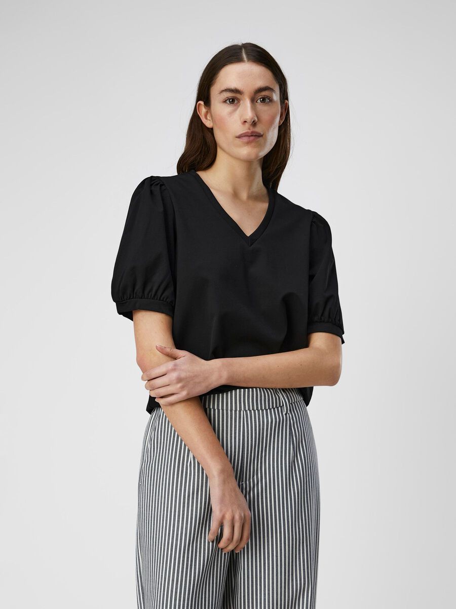 OBJECT MANCHES BOUFFANTES T-SHIRT, Black, highres - 23041624_Black_003.jpg
