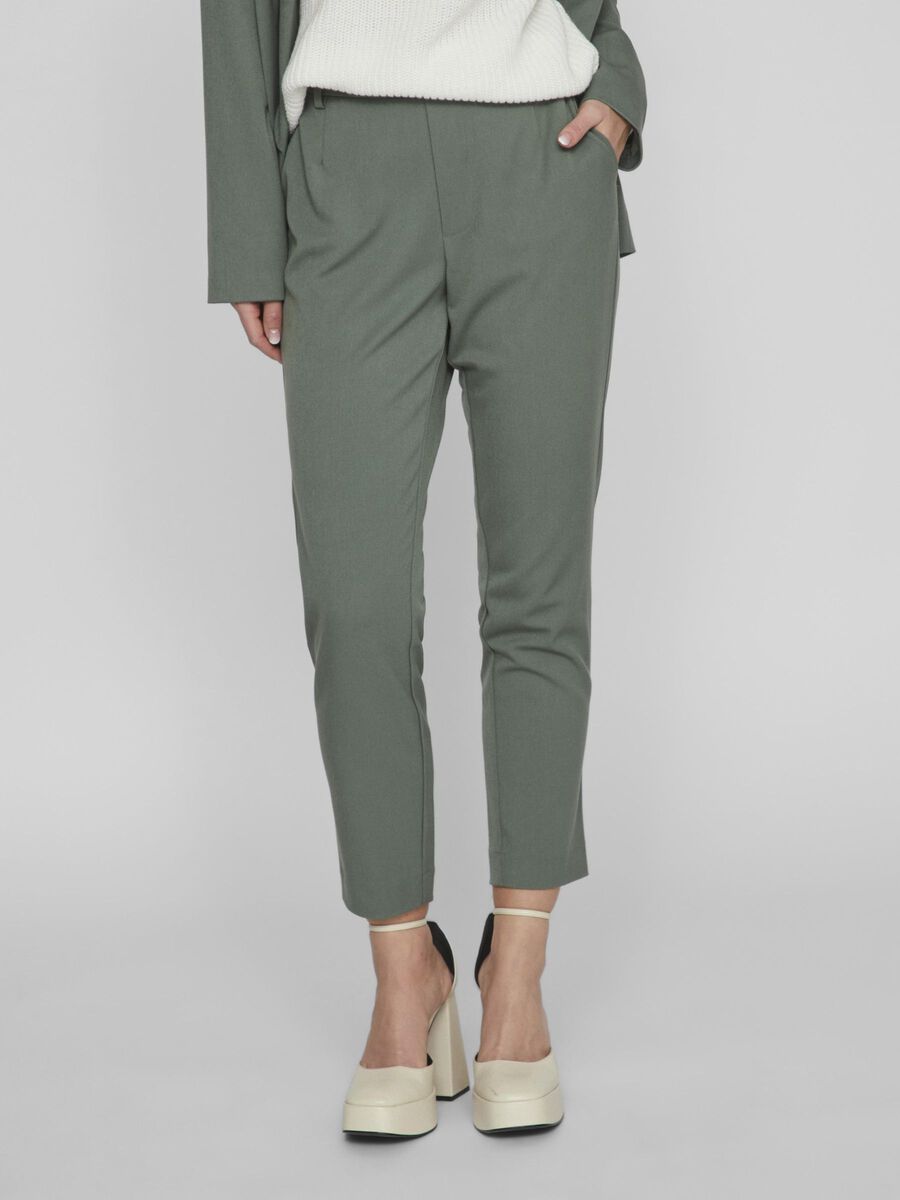 VILA VIVARONE SLIM FIT HØJTALJEDE BUKSER, Duck Green, highres - 14087406_DuckGreen_003.jpg