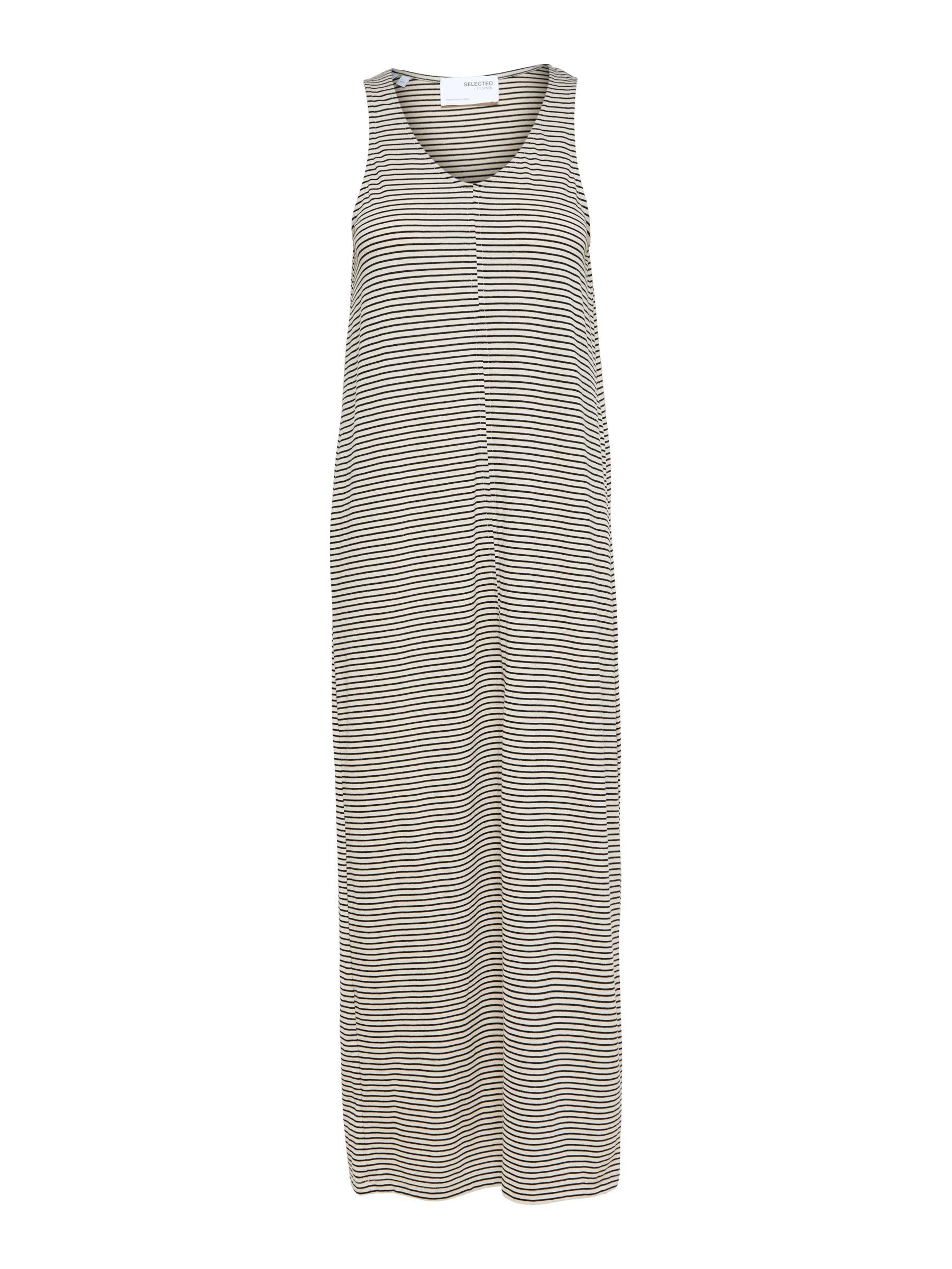 STRIPED MAXI DRESS from Selected Femme Black Beige The Founded