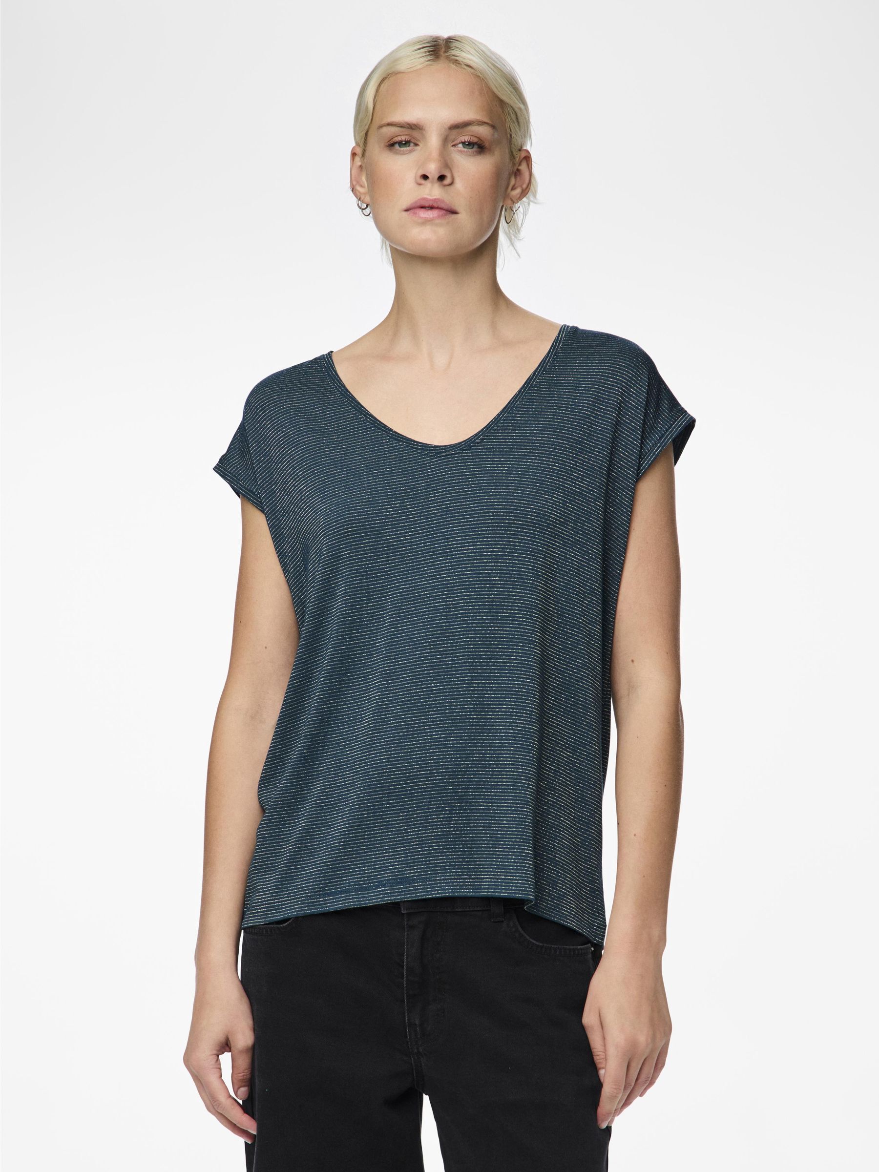 PCBILLO LUREX T SHIRT from Pieces Blue The Founded