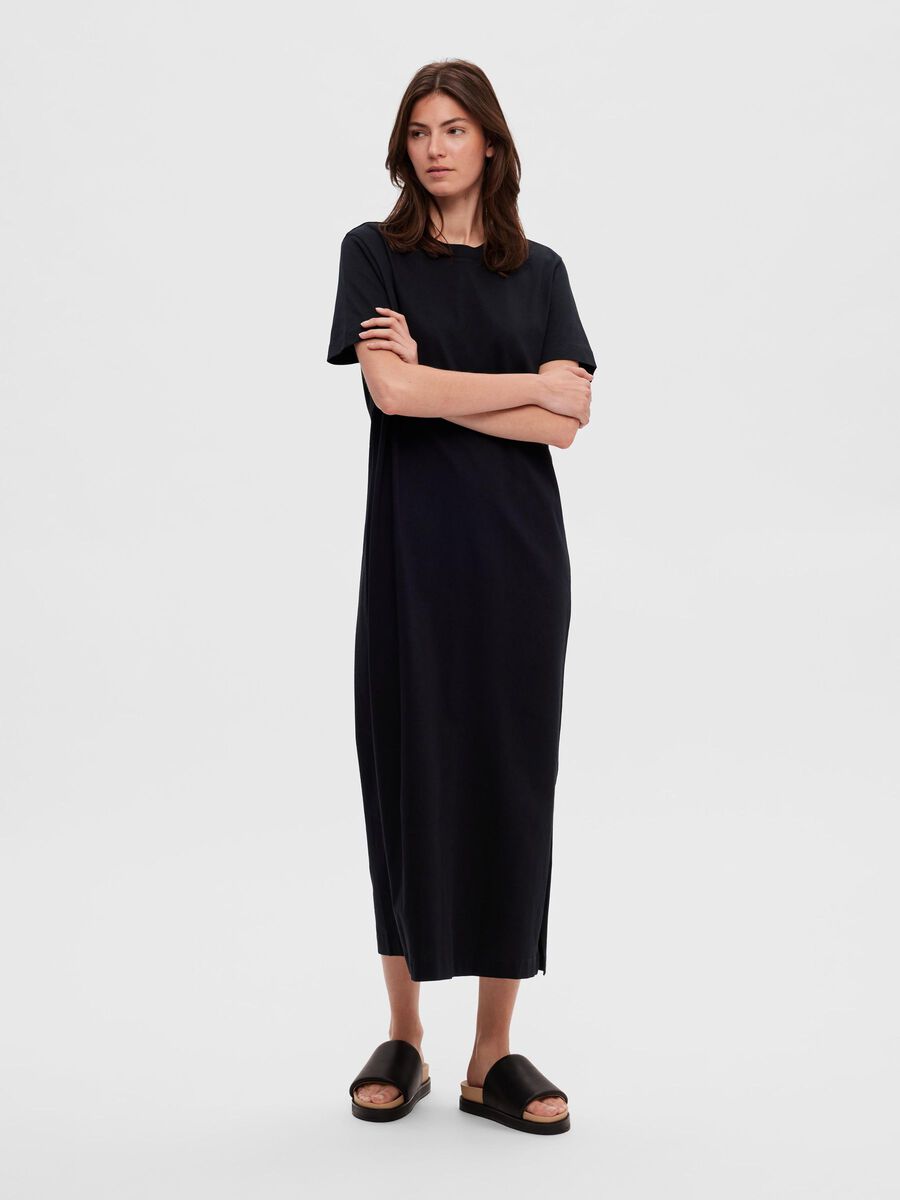 Selected SHORT SLEEVED MIDI DRESS, Black, highres - 16089880_Black_003.jpg