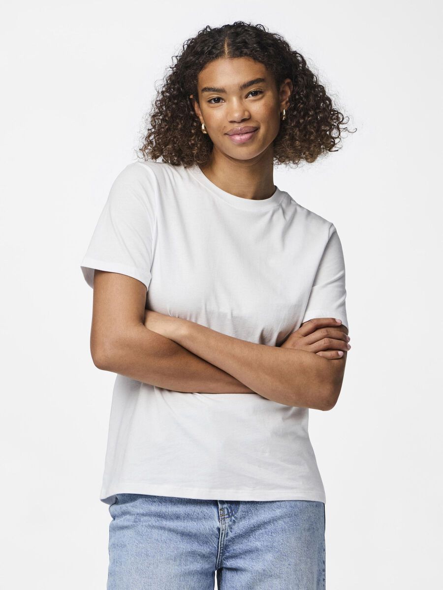 Pieces PCRIA COTTON T-SHIRT, Bright White, highres - 17140802_BrightWhite_003.jpg