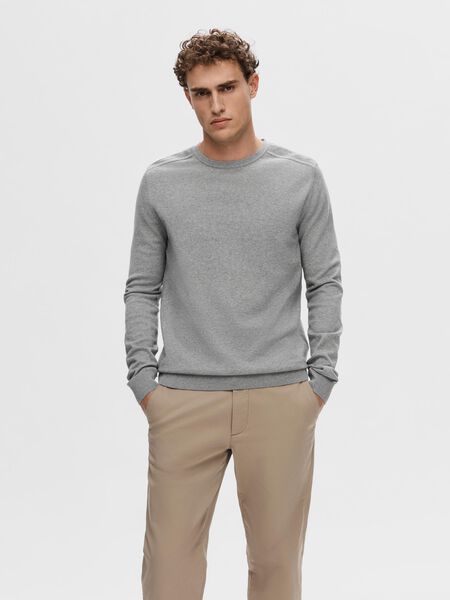 Selected LONG-SLEEVED KNITTED JUMPER, Medium Grey Melange, highres - 16074682_MediumGreyMelange_003.jpg