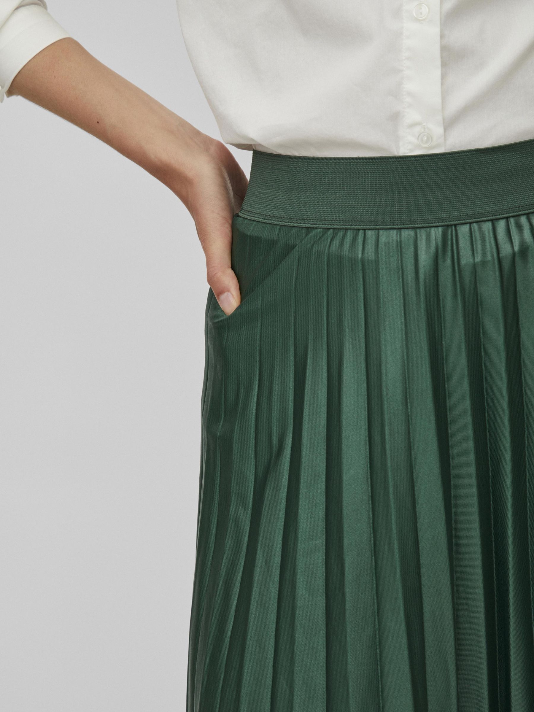 Green pleated shop midi skirt topshop