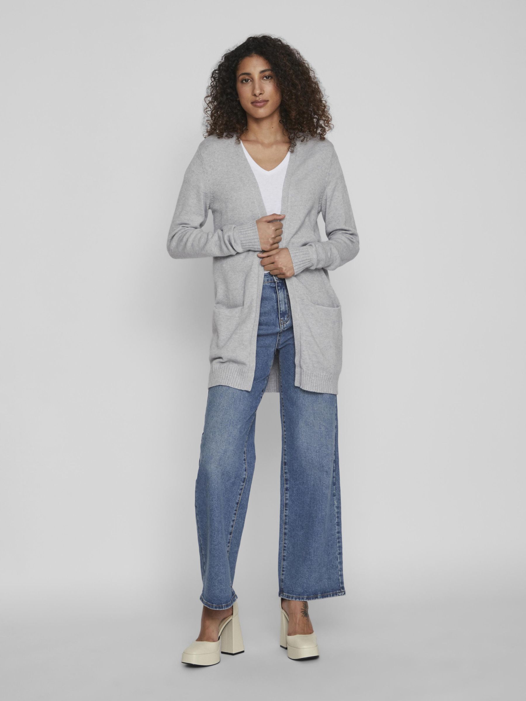 BASIC KNITTED CARDIGAN from VILA Grey The Founded