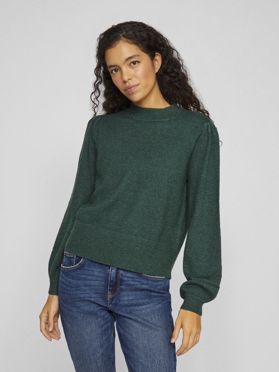 VILA HIGH NECK KNITTED PULLOVER, Ponderosa Pine, highres - 14084179_PonderosaPine_1038771_003.jpg