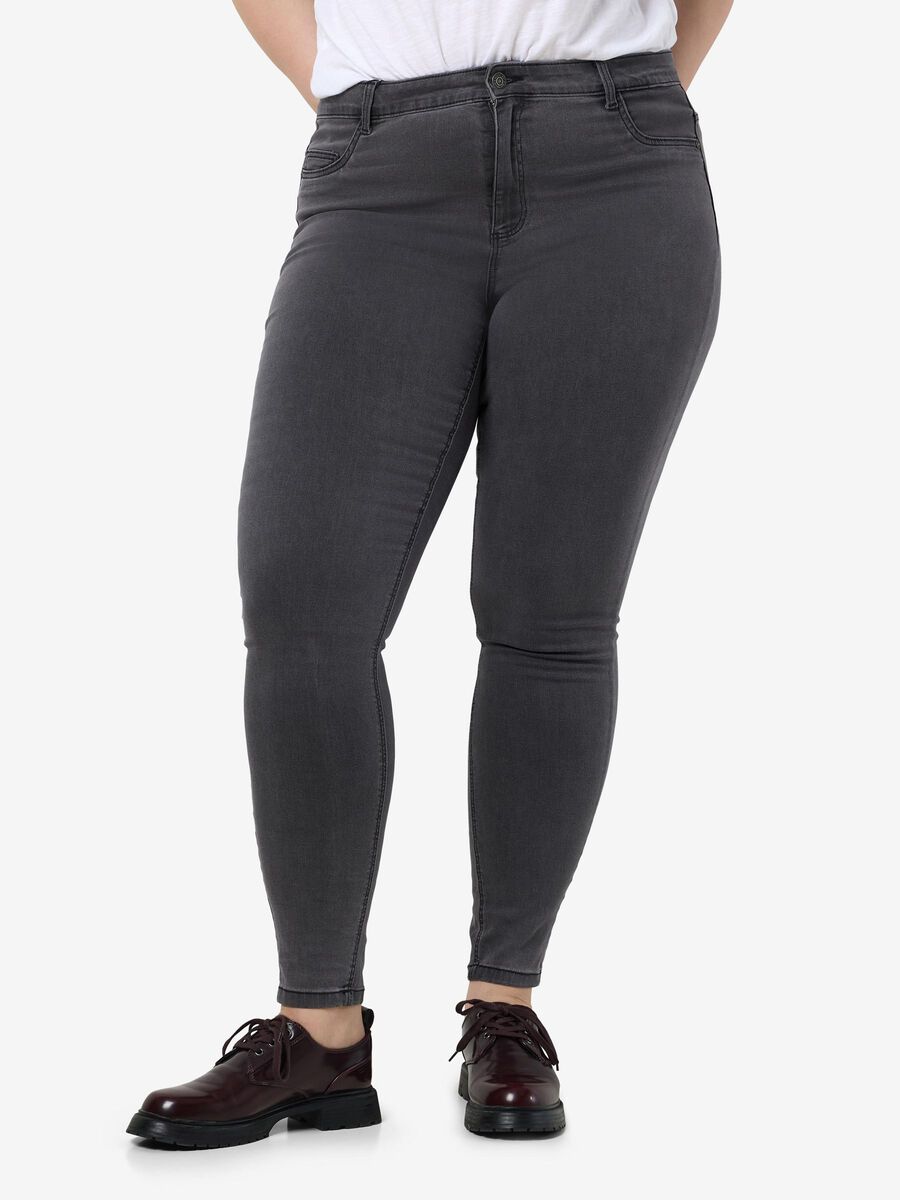 Noisy May CURVE NMCALLIE SKINNY FIT JEANS, Dark Grey Denim, highres - 27014951_DarkGreyDenim_003.jpg