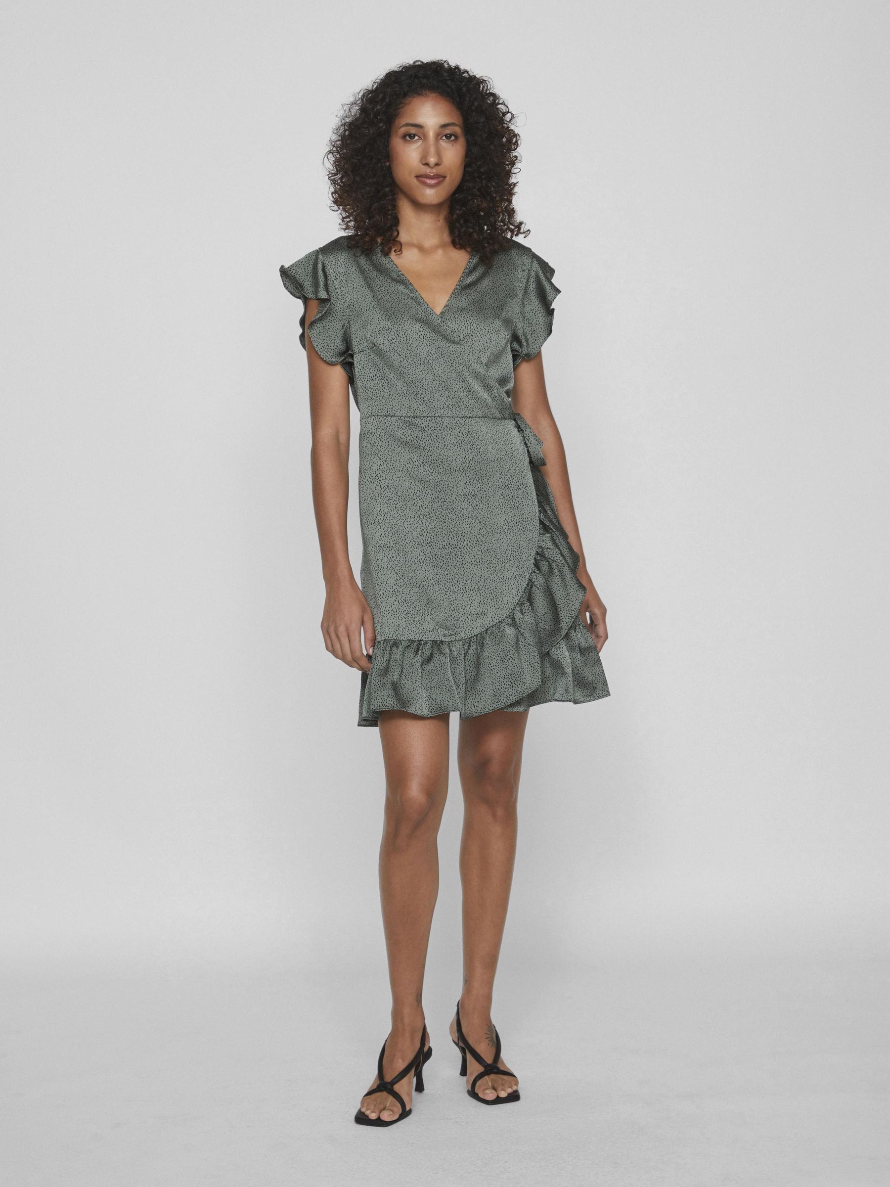 SHORT SLEEVE WRAP DRESS from VILA Green The Founded