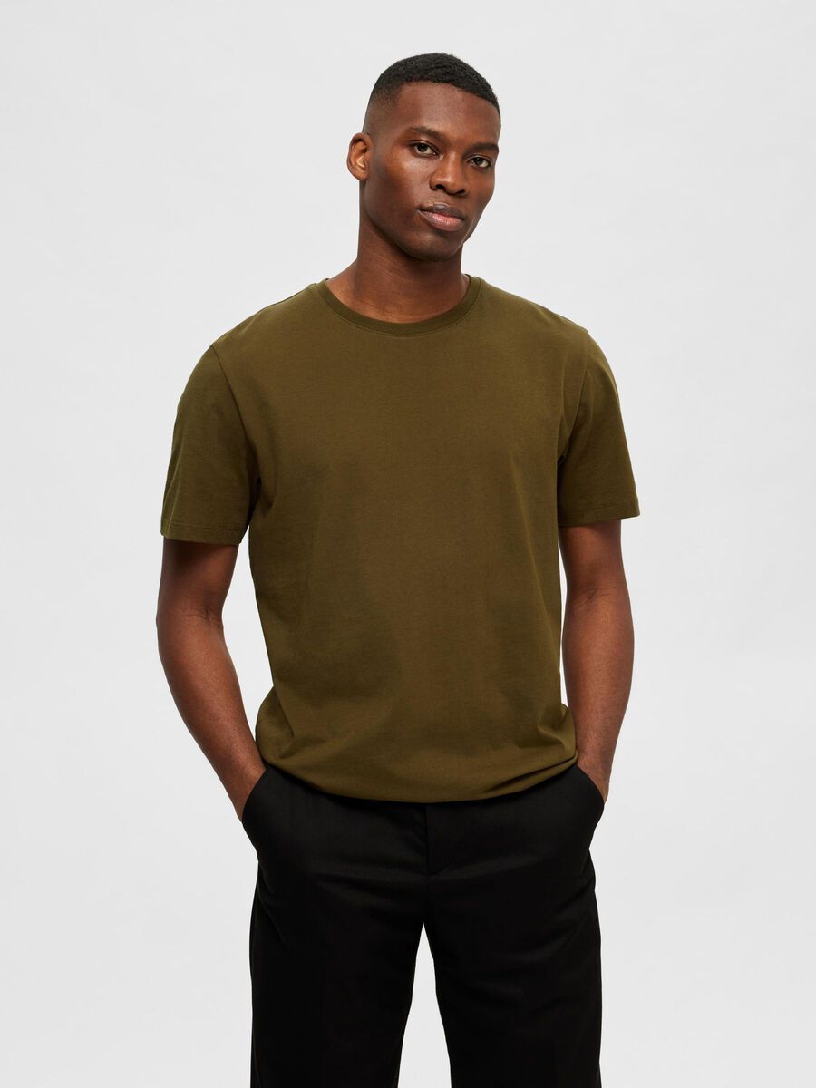 Selected REGULAR T-SHIRT, Dark Olive, highres - 16087842_DarkOlive_003.jpg