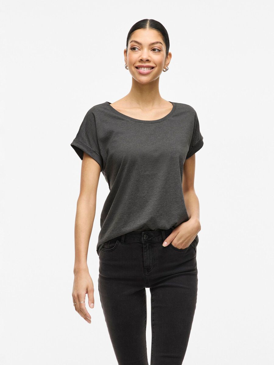 VILA VIDREAMERS RUNDHALS T-SHIRT, Medium Grey Melange, highres - 14083083_MediumGreyMelange_003.jpg