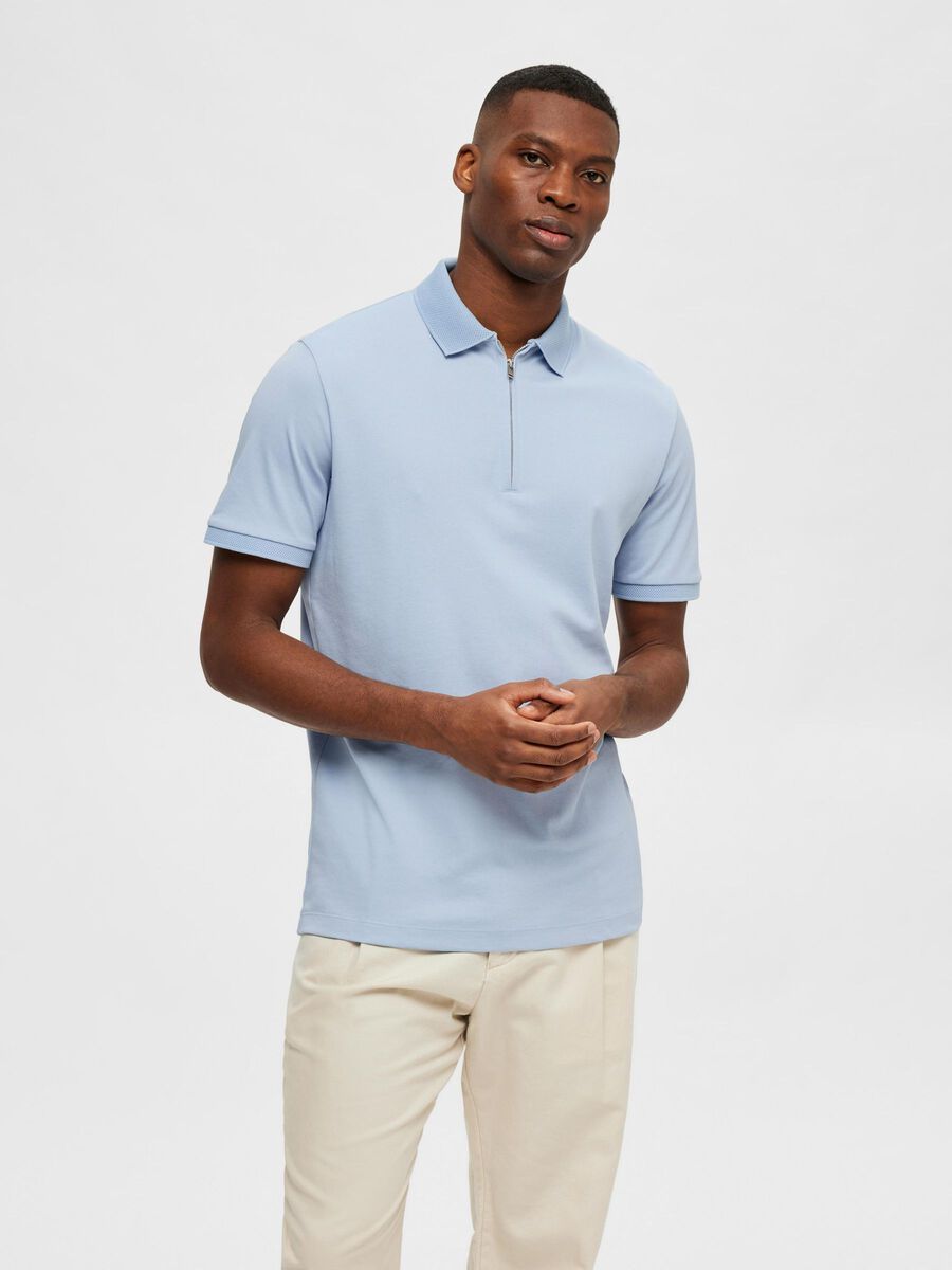 Selected ZIPPER POLO SHIRT, Cashmere Blue, highres - 16079026_CashmereBlue_003.jpg