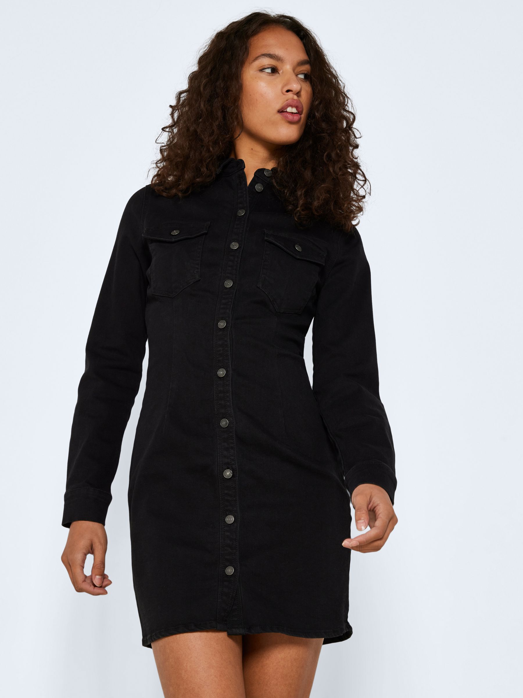 LANGE MOUWEN DENIM JURK van Noisy may Zwart The Founded