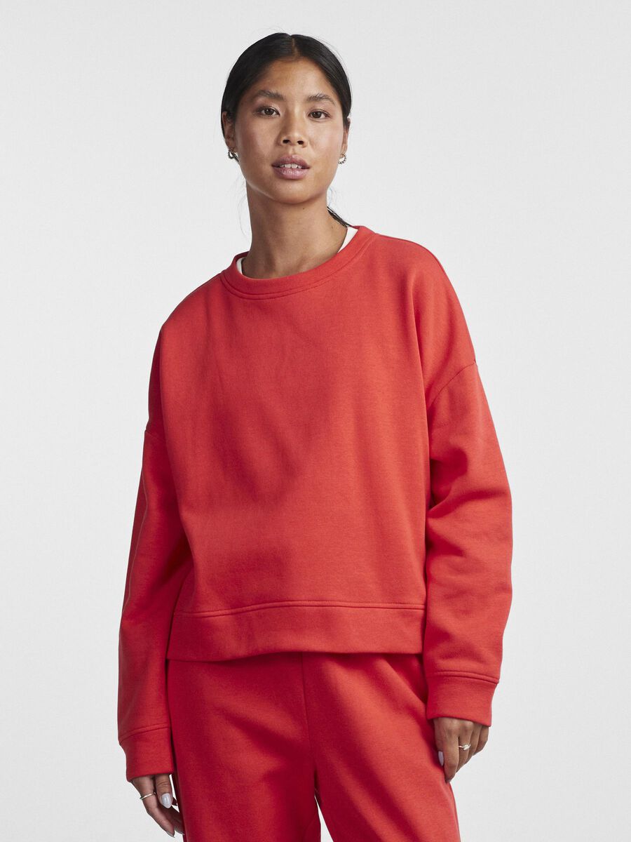 Pieces RELAXED FIT SWEATSHIRT, Poppy Red, highres - 17113432_PoppyRed_003.jpg