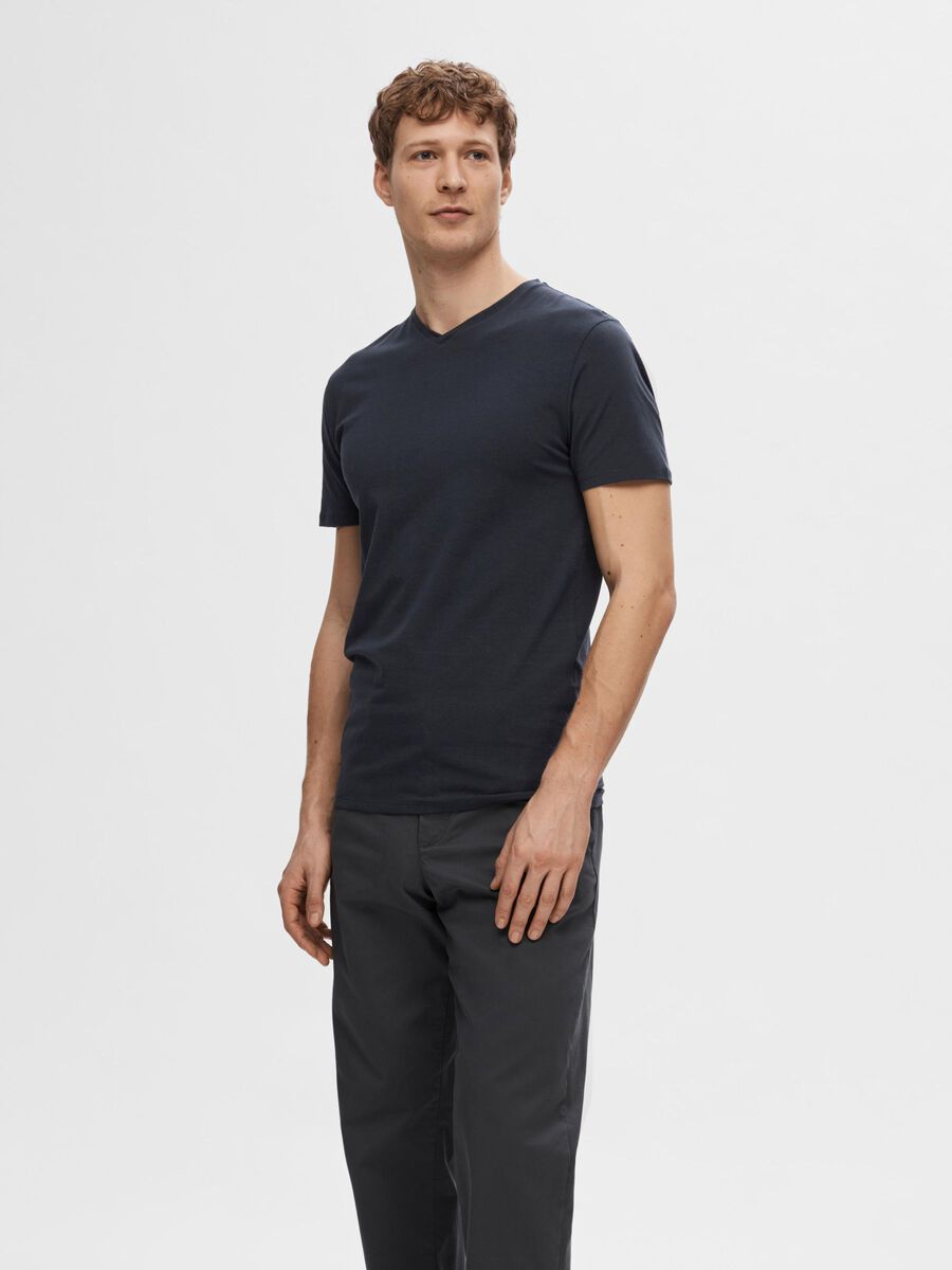 Selected V-HALS T-SHIRT, Navy Blazer, highres - 16073458_NavyBlazer_003.jpg