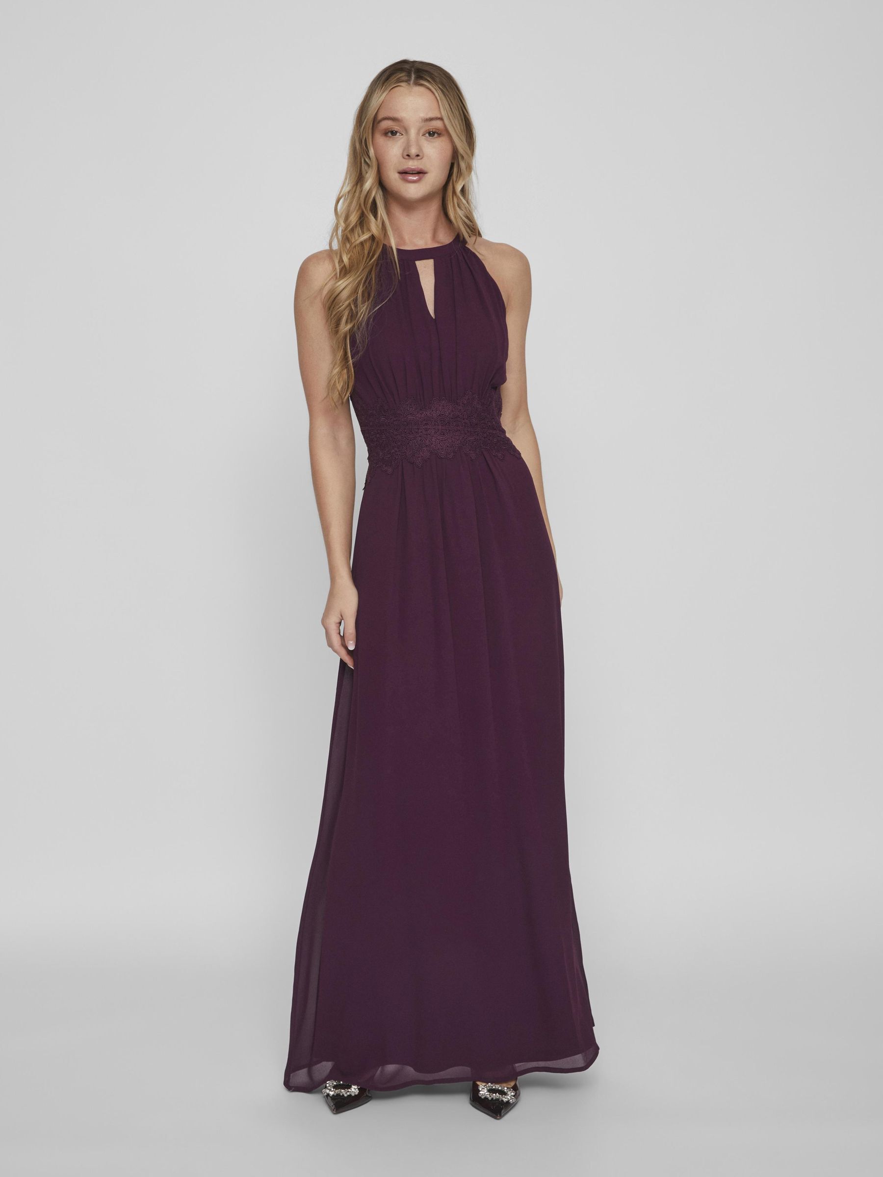 HALTERNECK GEPLOOIDE MAXI JURK van VILA Roze The Founded