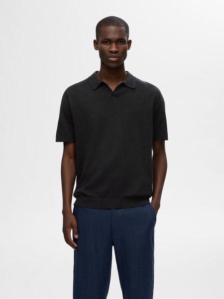 Selected LINNEN POLO, Black, highres - 16090124_Black_003.jpg