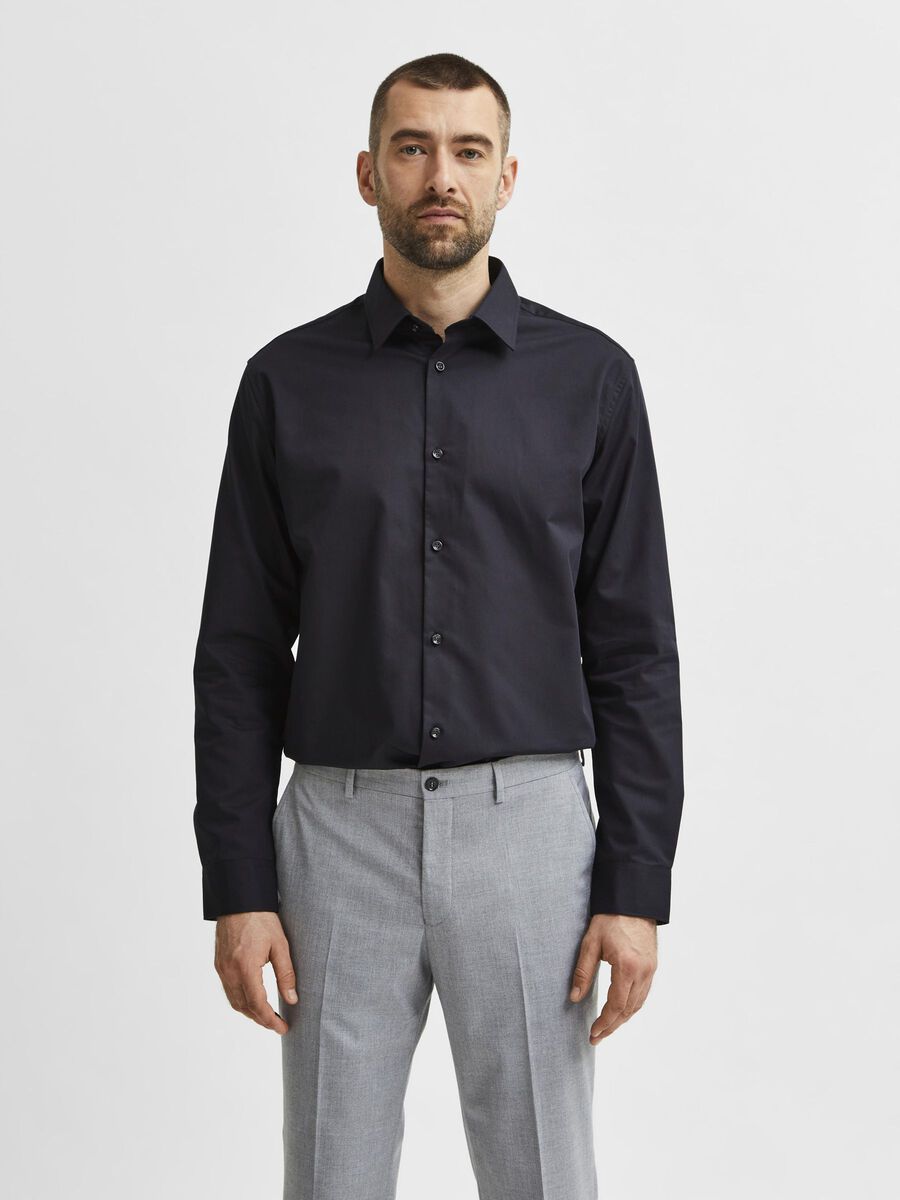 Selected LONG-SLEEVED SLIM FIT SHIRT, Black, highres - 16080200_Black_003.jpg