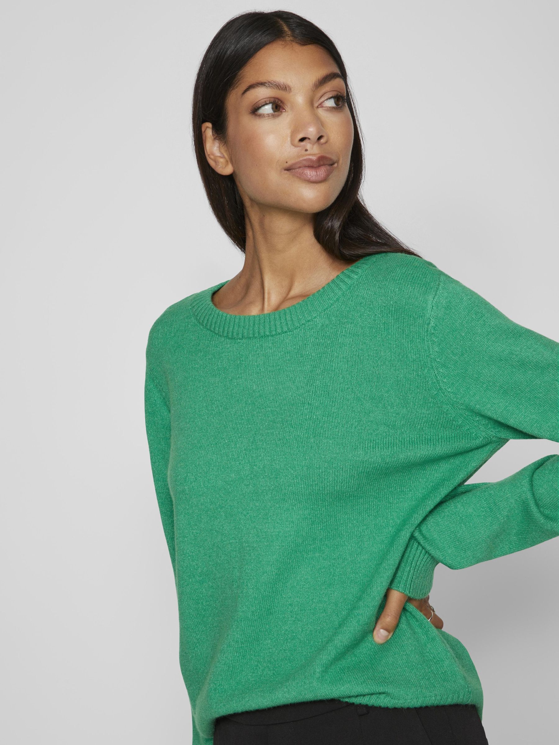 ROUND NECK KNITTED PULLOVER from VILA Green The Founded