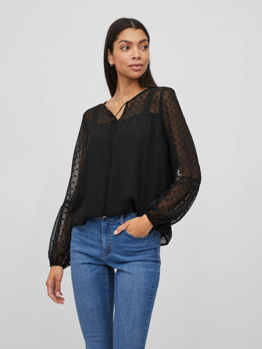 VILA VIEDEE DETAILED LONG SLEEVED BLOUSE, Black, highres - 14079577_Black_003.jpg