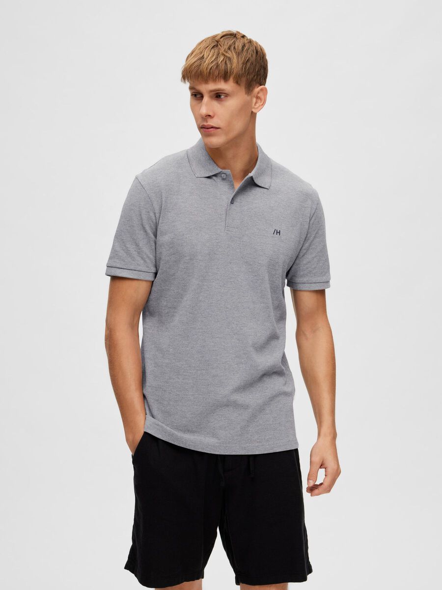 Selected KLASSISCHER POLO SHIRT, Medium Grey Melange, highres - 16087839_MediumGreyMelange_003.jpg