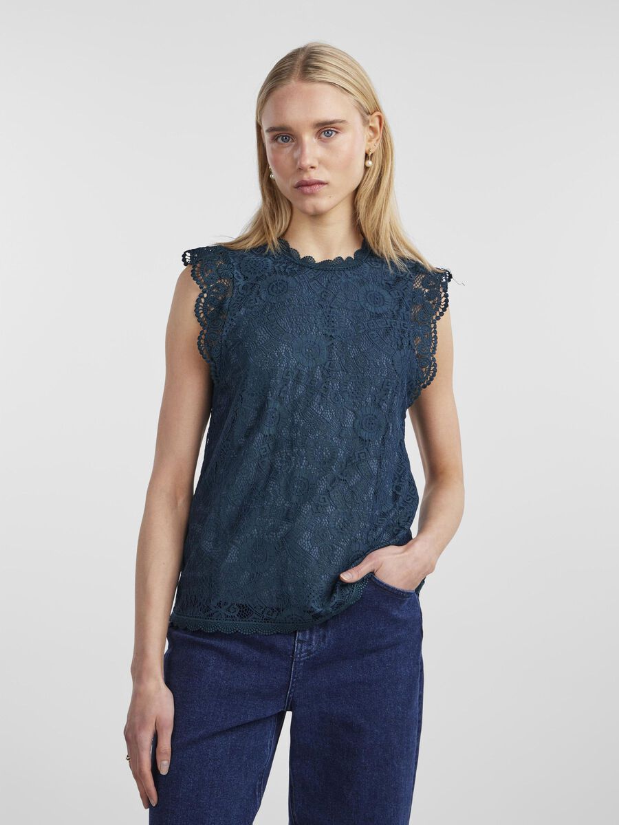 Pieces PCOLLINE LACE SLEEVELESS TOP, Reflecting Pond, highres - 17120454_ReflectingPond_003.jpg