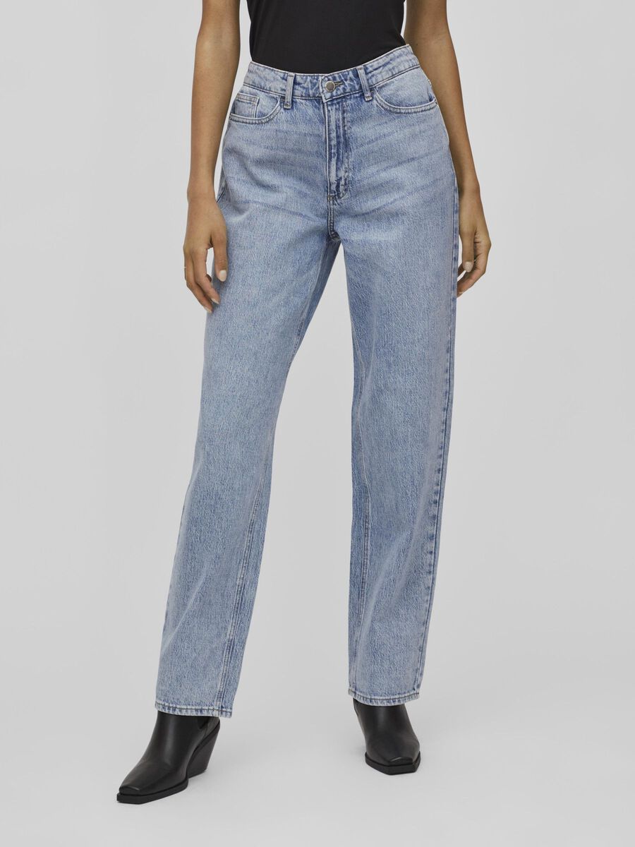 VILA VIKELLY HØJ TALJE STRAIGHT FIT JEANS, Light Blue Denim, highres - 14084730_LightBlueDenim_1038125_003.jpg