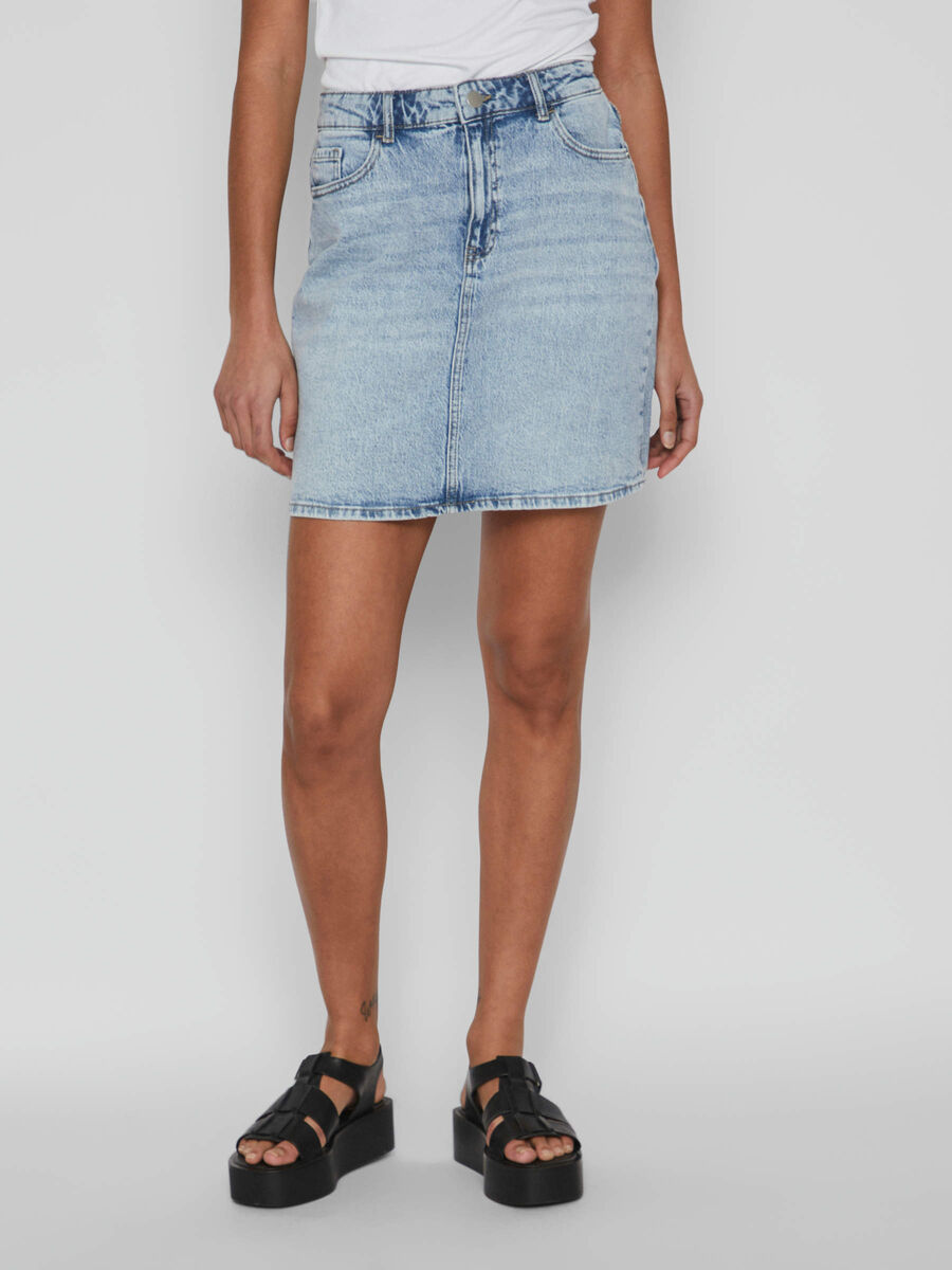 VILA SHORT DENIM SKIRT, Light Blue Denim, highres - 14084735_LightBlueDenim_003.jpg