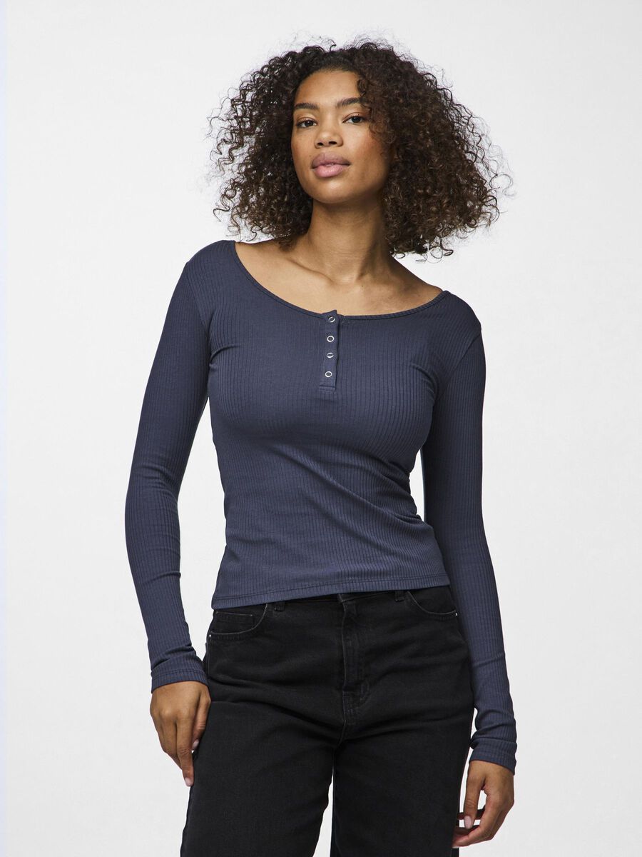 Pieces PCKITTE LANGÆRMET T-SHIRT, Ombre Blue, highres - 17101437_OmbreBlue_003.jpg