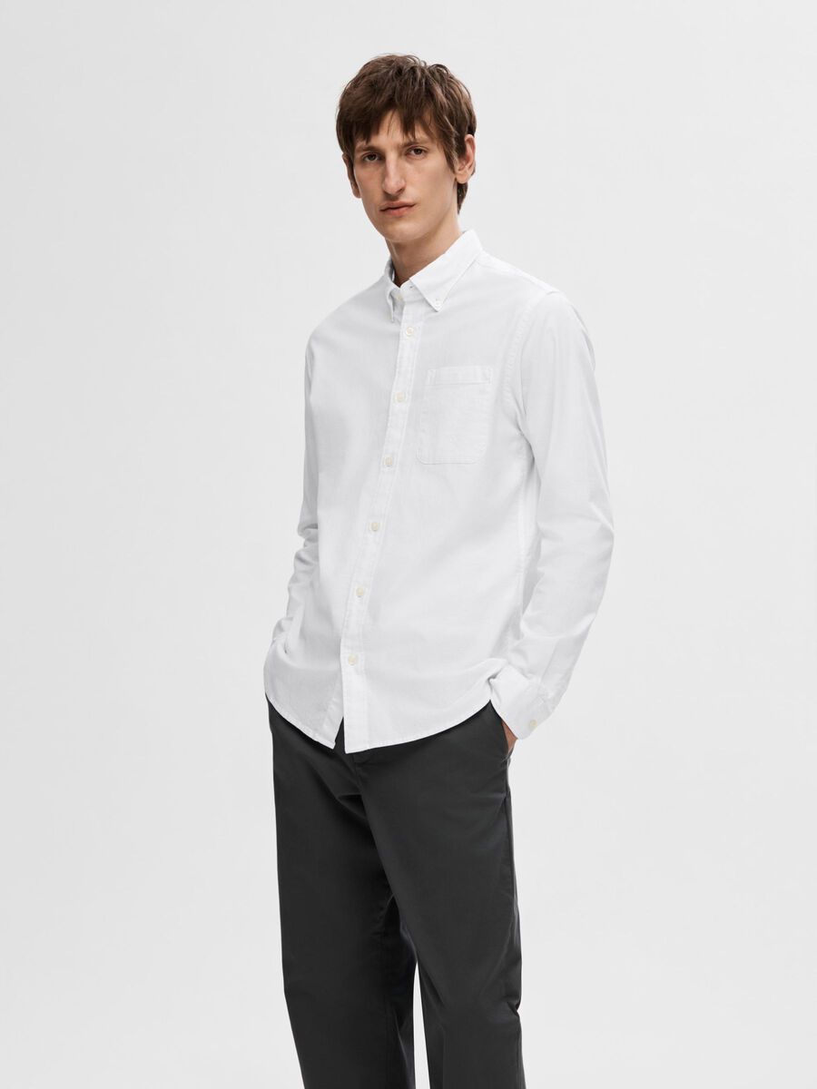 Selected OXFORD SHIRT, White, highres - 16077359_White_003.jpg