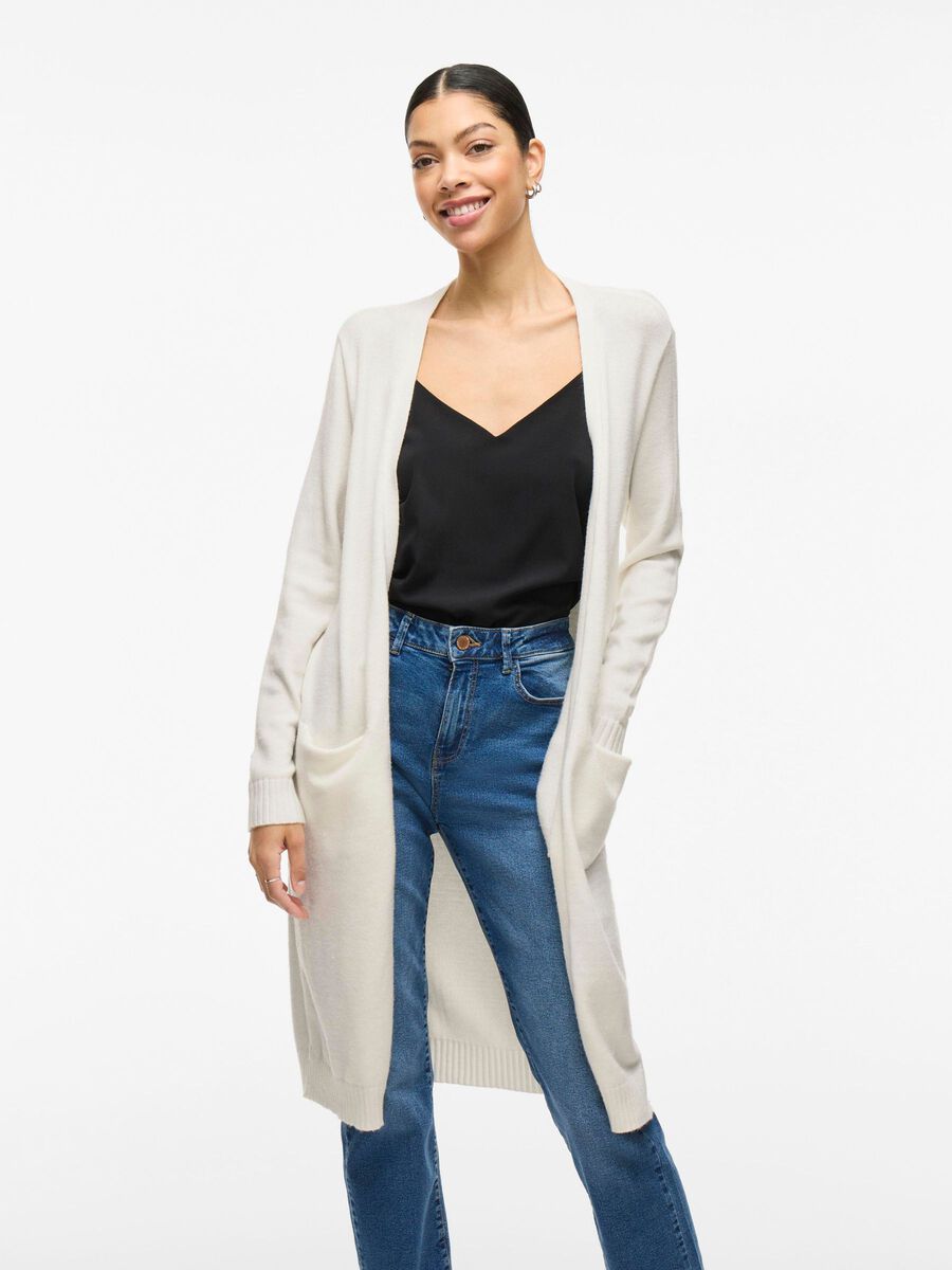 VILA VIRIL LONG KNITTED CARDIGAN, White Alyssum, highres - 14042770_WhiteAlyssum_003.jpg