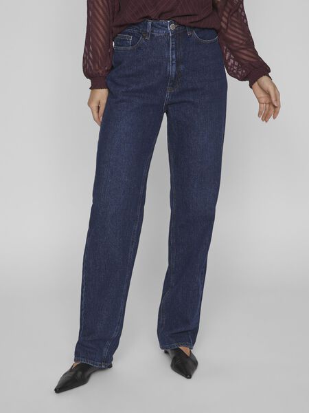 Vila HIGH WAIST STRAIGHT FIT JEANS, Dark Blue Denim, highres - 14084730_DarkBlueDenim_1039817_003.jpg