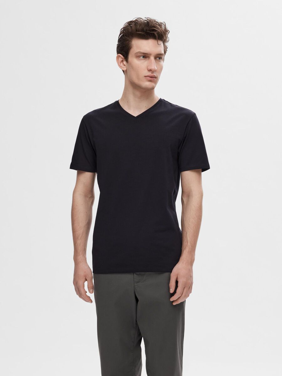Selected V-RINGNING T-SHIRT, Black, highres - 16073458_Black_003.jpg