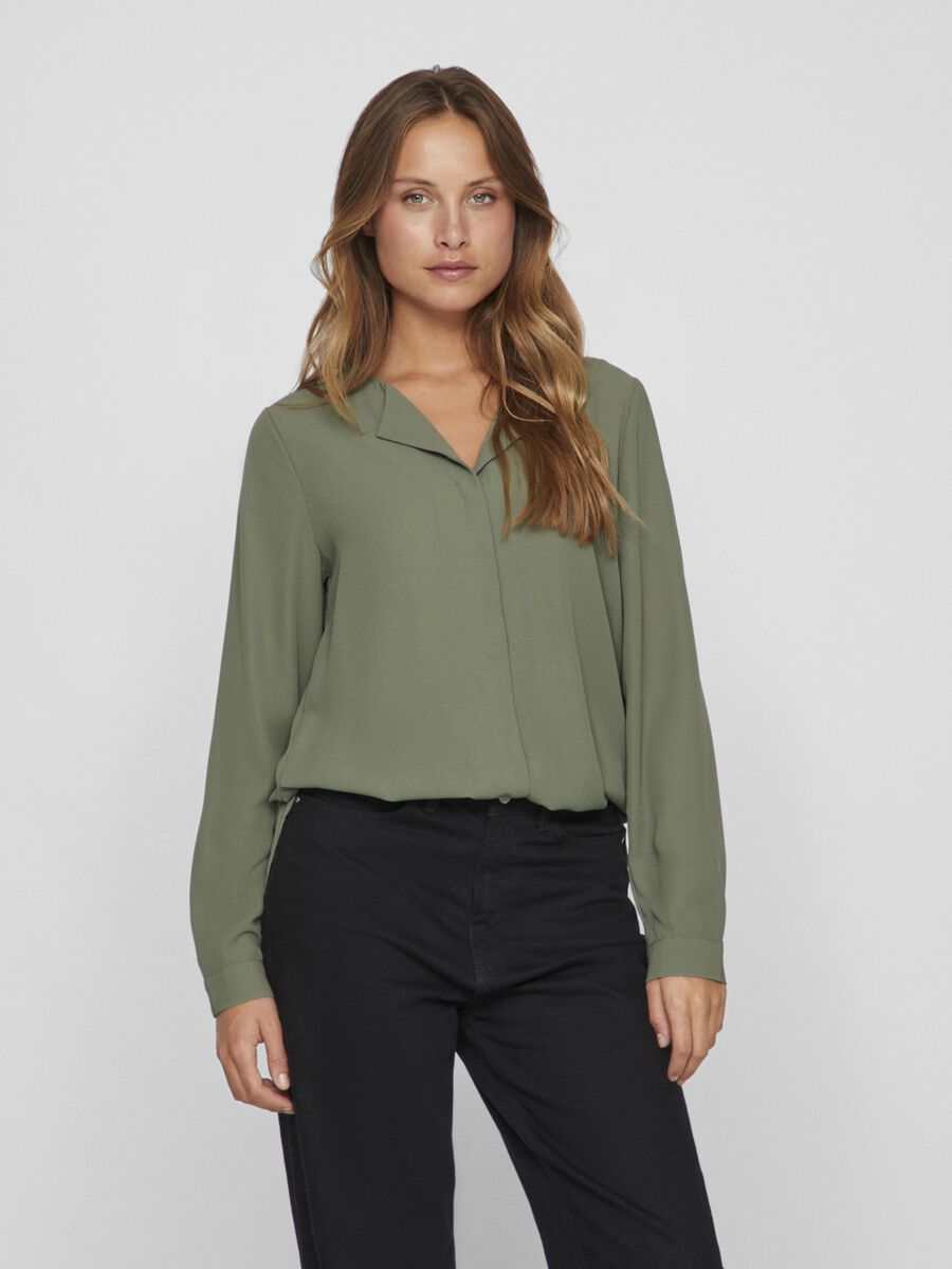 VILA VILUCY - OURLET ASYMÉTRIQUE CHEMISE, Four Leaf Clover, highres - 14044253_FourLeafClover_003.jpg