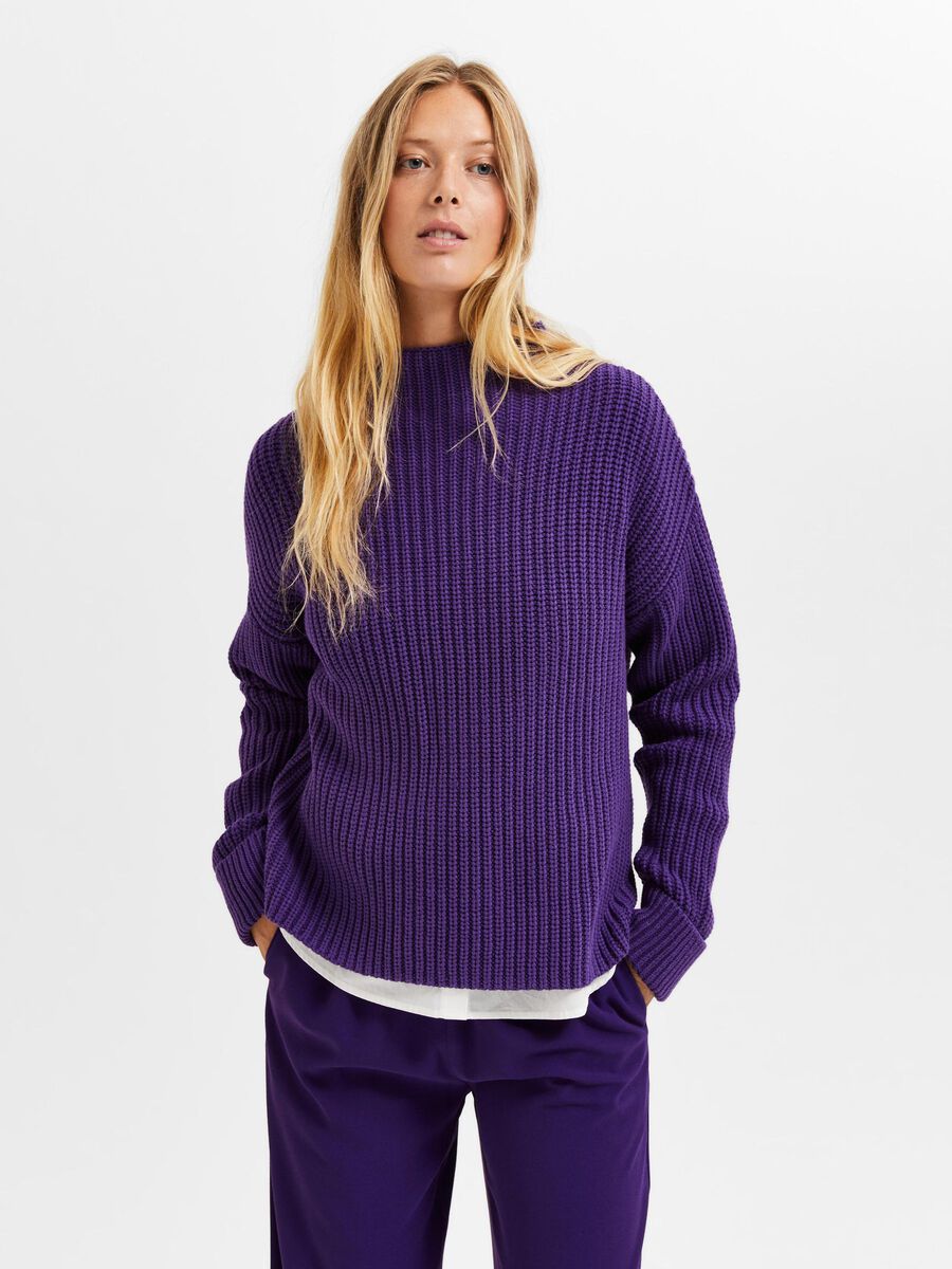 Selected OVERSIZE PULLOVER, Acai, highres - 16075489_Acai_003.jpg