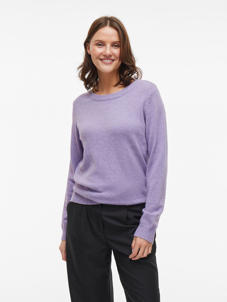 VILA VIRIL ROUND NECK KNITTED PULLOVER, Violet Tulip, highres - 14054177_VioletTulip_714851_003.jpg