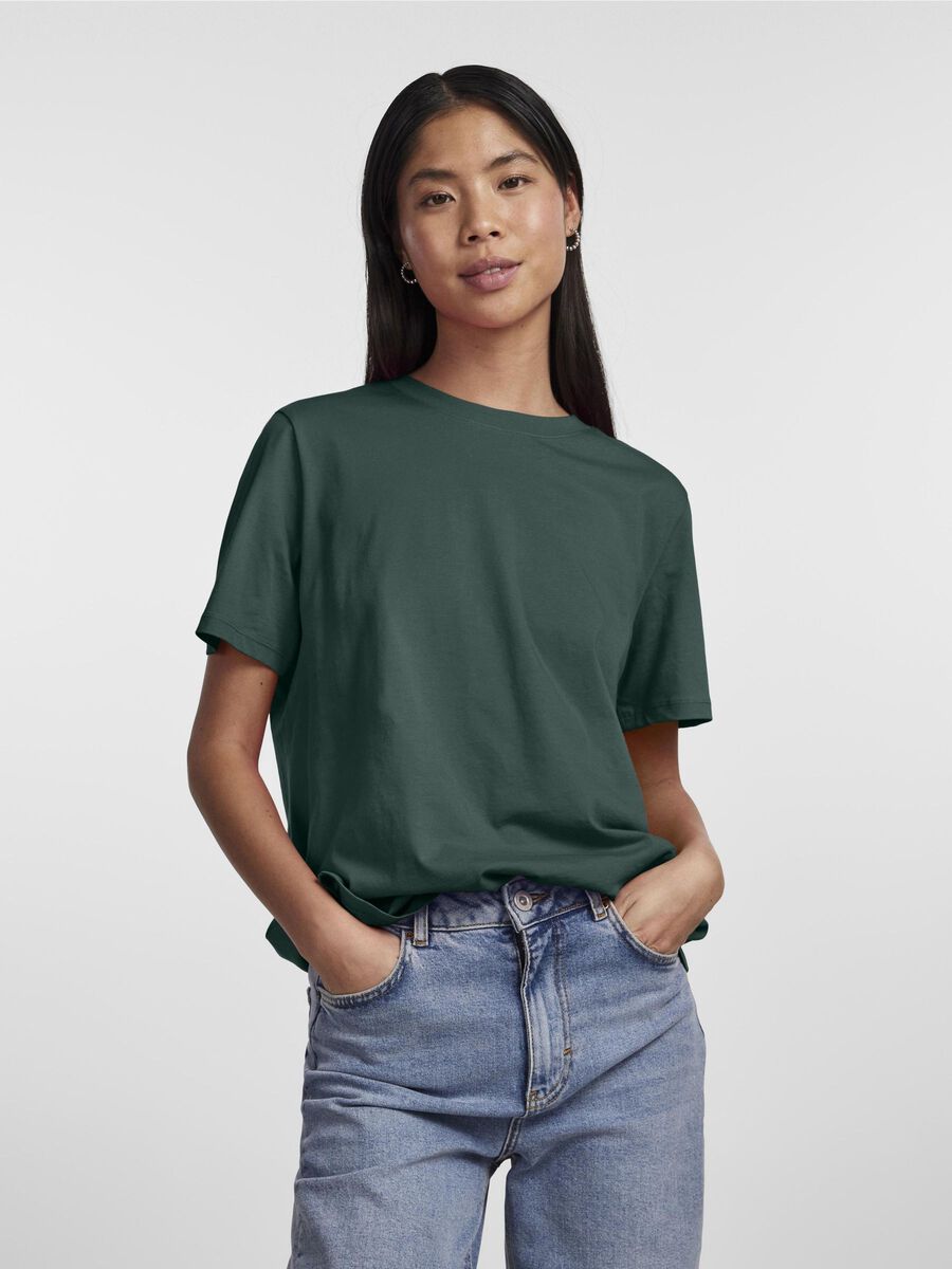 Pieces PCRIA COTTON T-SHIRT, Trekking Green, highres - 17140802_TrekkingGreen_003.jpg