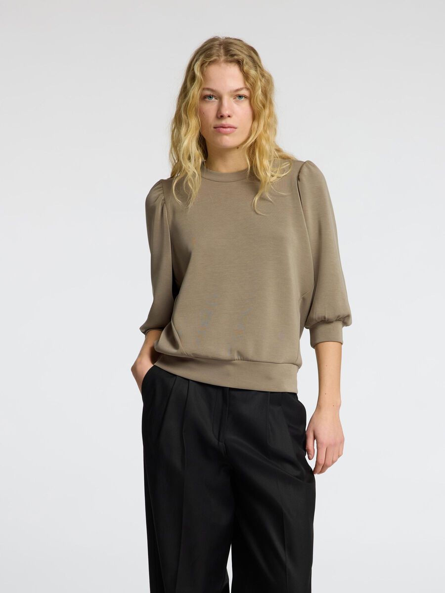 Selected PUFF SLEEVE SWEATSHIRT, Vetiver, highres - 16082379_Vetiver_003.jpg