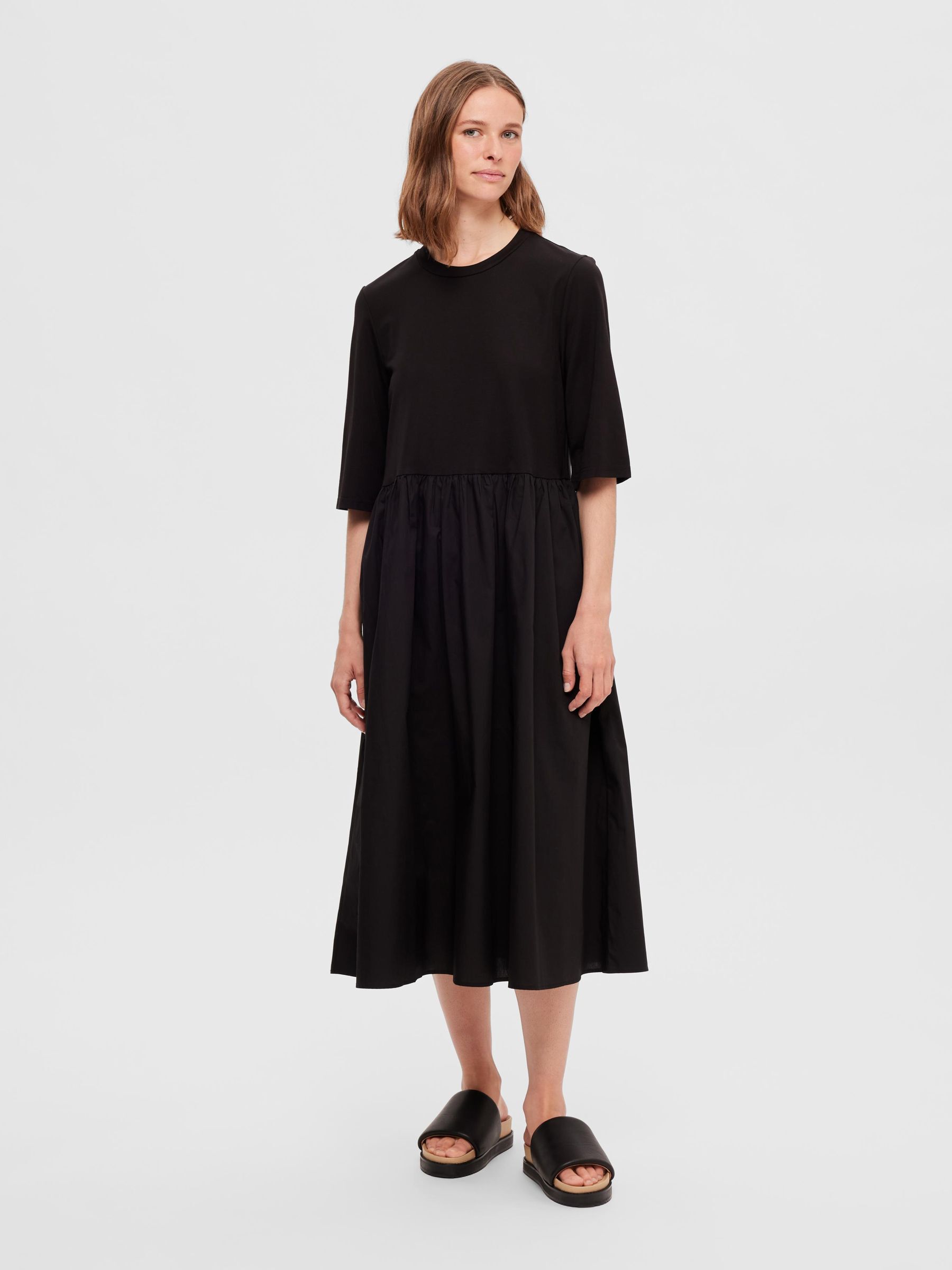 FORME TRAPEZE ROBE MI LONGUE de Selected Femme Black Noir The Founded