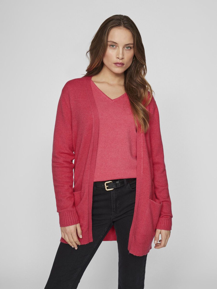 VILA VIRIL BASIC STRIKKET CARDIGAN, Viva Magenta, highres - 14044041_VivaMagenta_958891_003.jpg