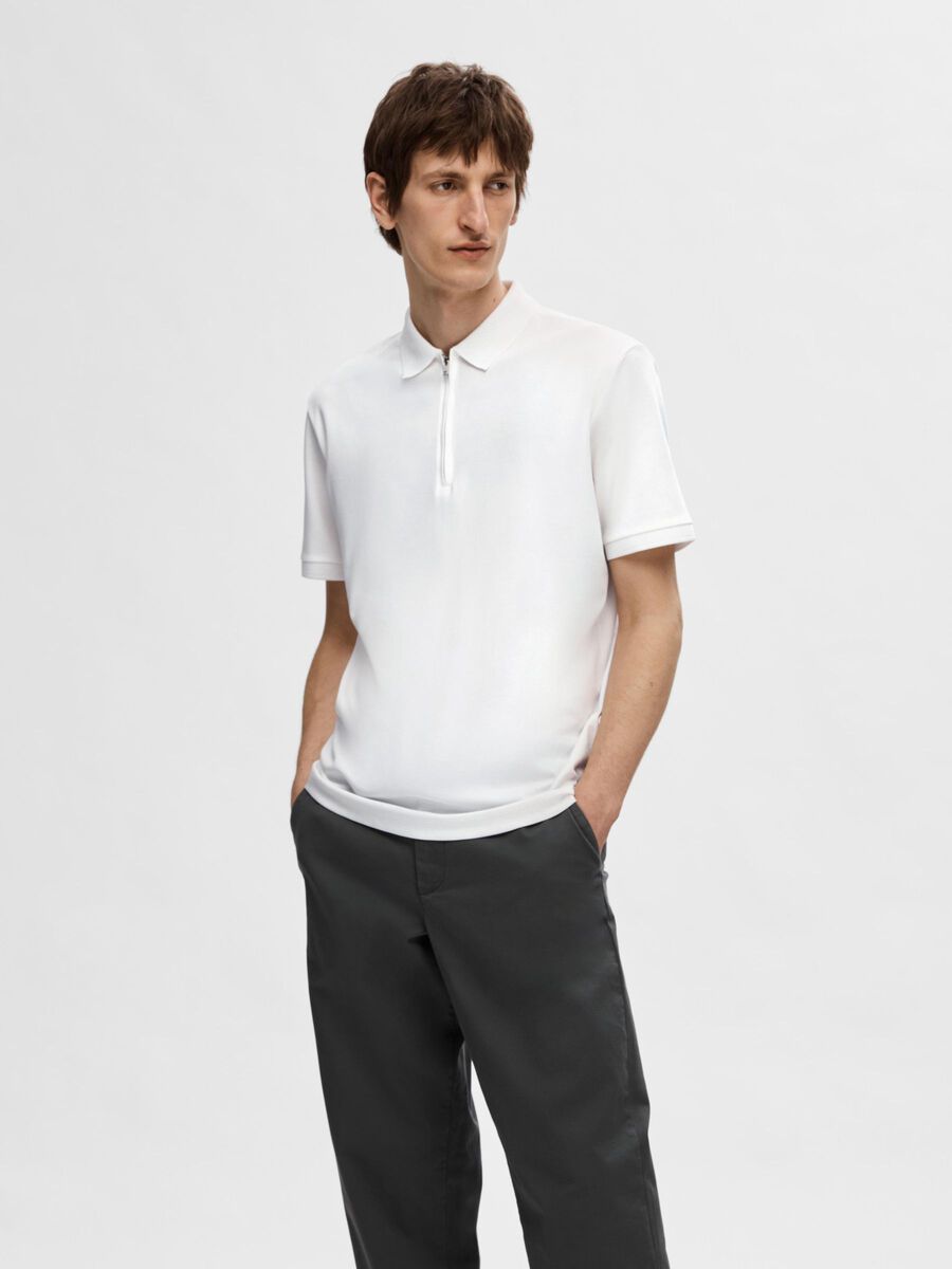 Selected ZIPPER POLO SHIRT, Cloud Dancer, highres - 16079026_CloudDancer_003.jpg