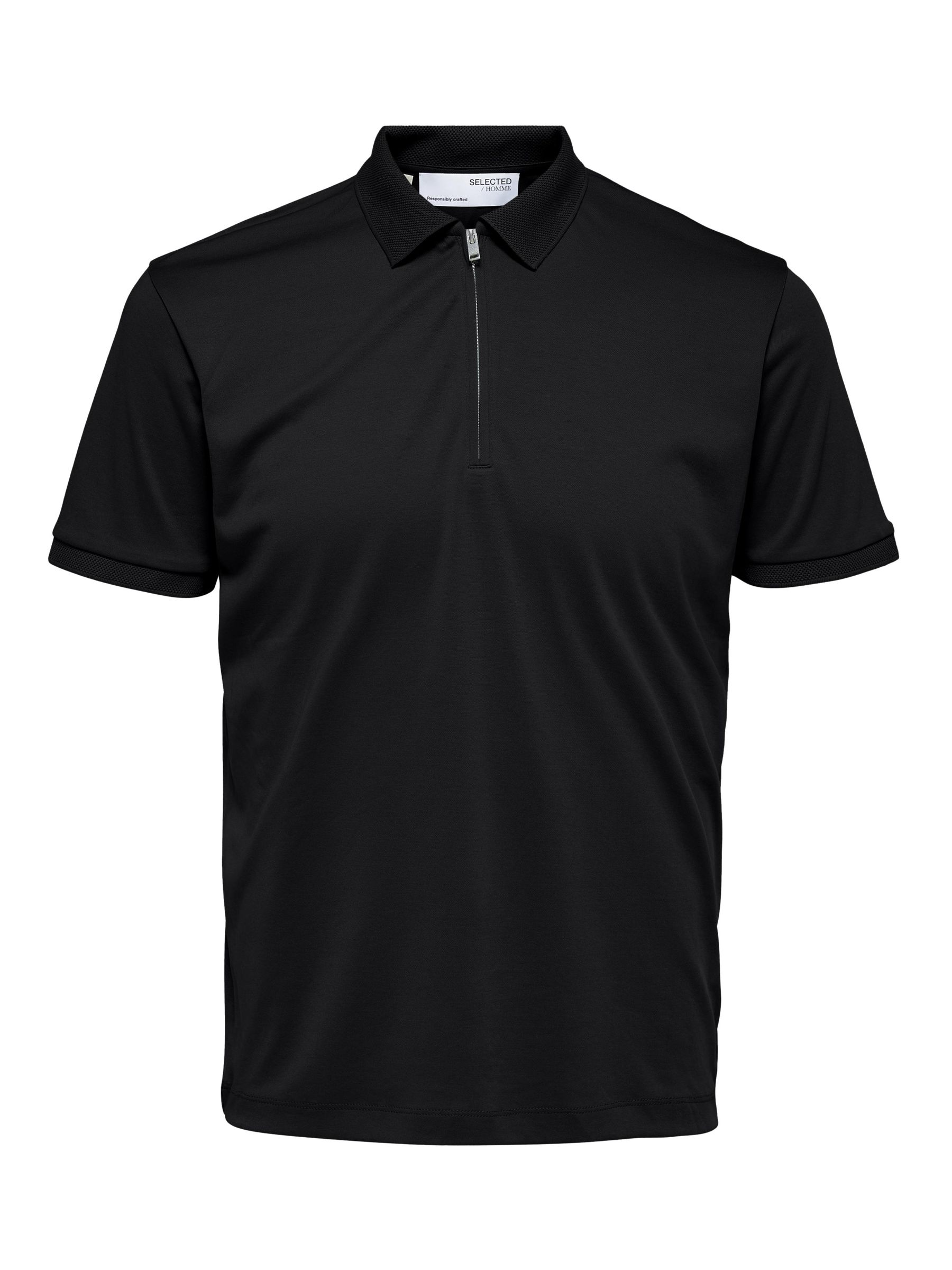 ZIPPER POLO SHIRT from Selected Homme Black Black The Founded